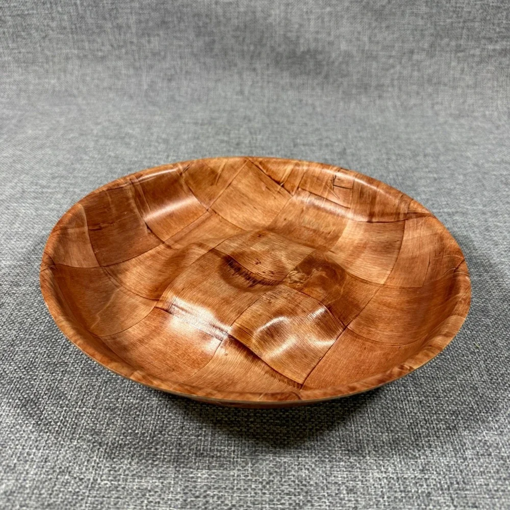 VTG MCM Eez Woven Wood Chip & Dip Bowl Tray Taiwan 10